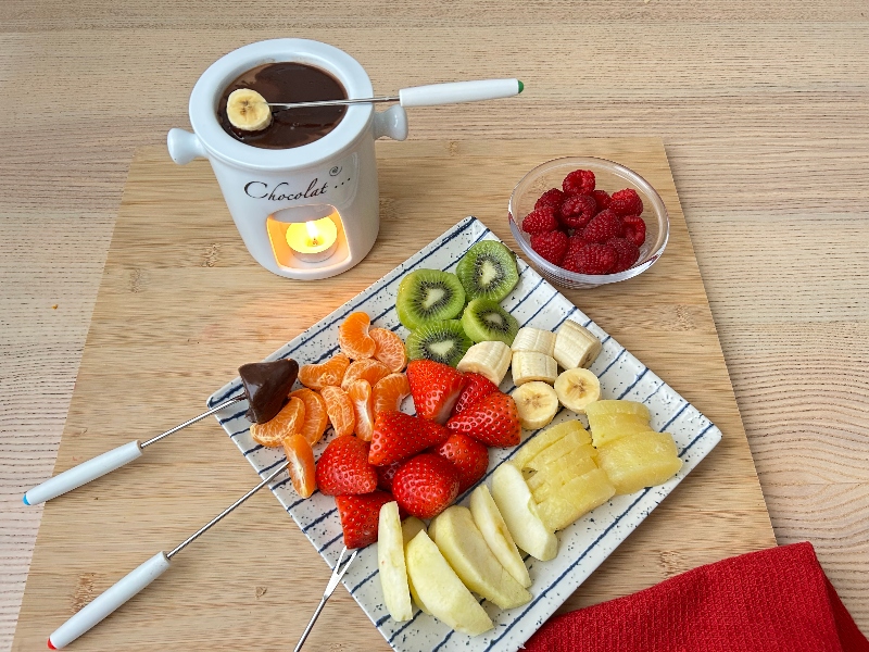 Fondue chocolate frutas